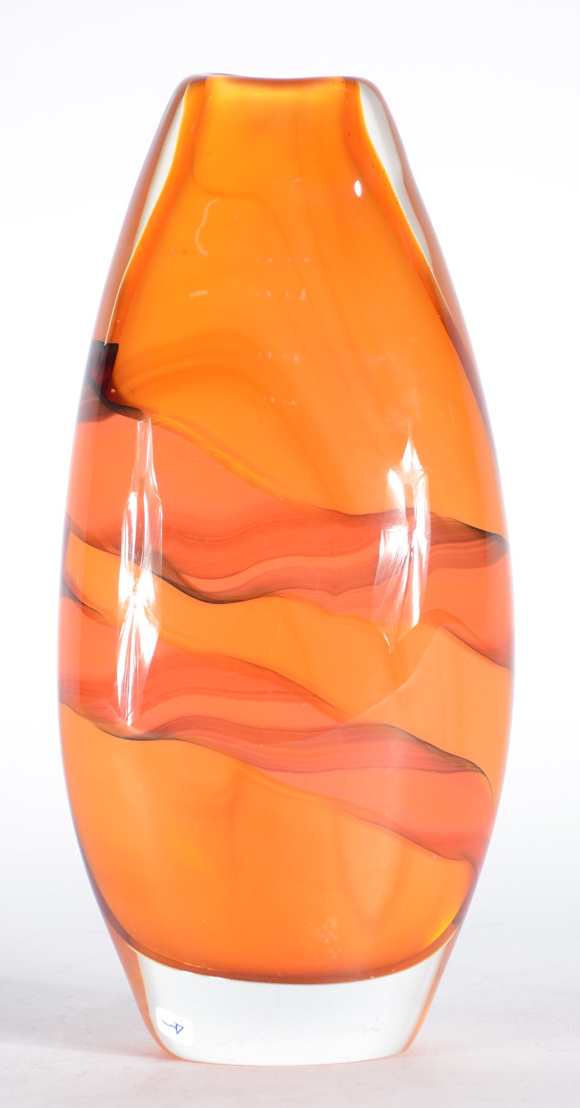 Vaso de murano laranja, assinado Molinari. - foto 1 de 5