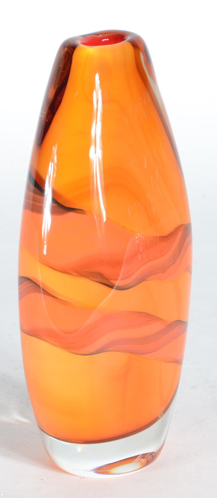 Vaso de murano laranja, assinado Molinari. - foto 4 de 5