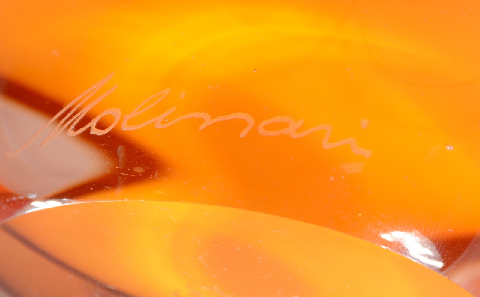 Vaso de murano laranja, assinado Molinari. - foto 5 de 5