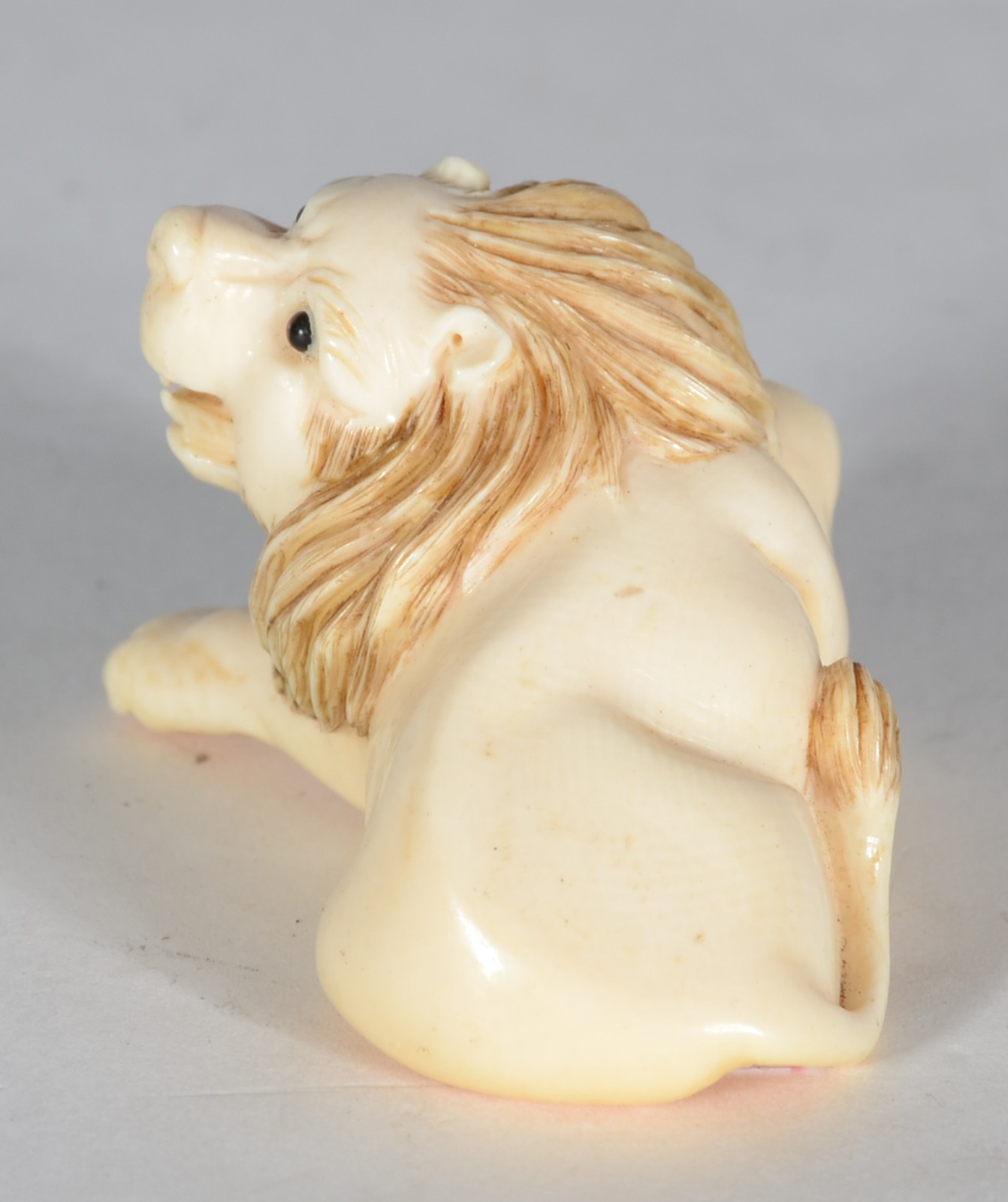 Netsuke de marfim representando leão. Assinado. - foto 3 de 5