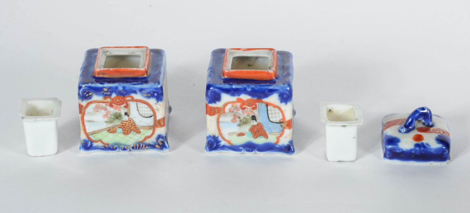 Diversas peças de porcelana japonesa Imari, sendo: bowl, castiçal e... - foto 8 de 11