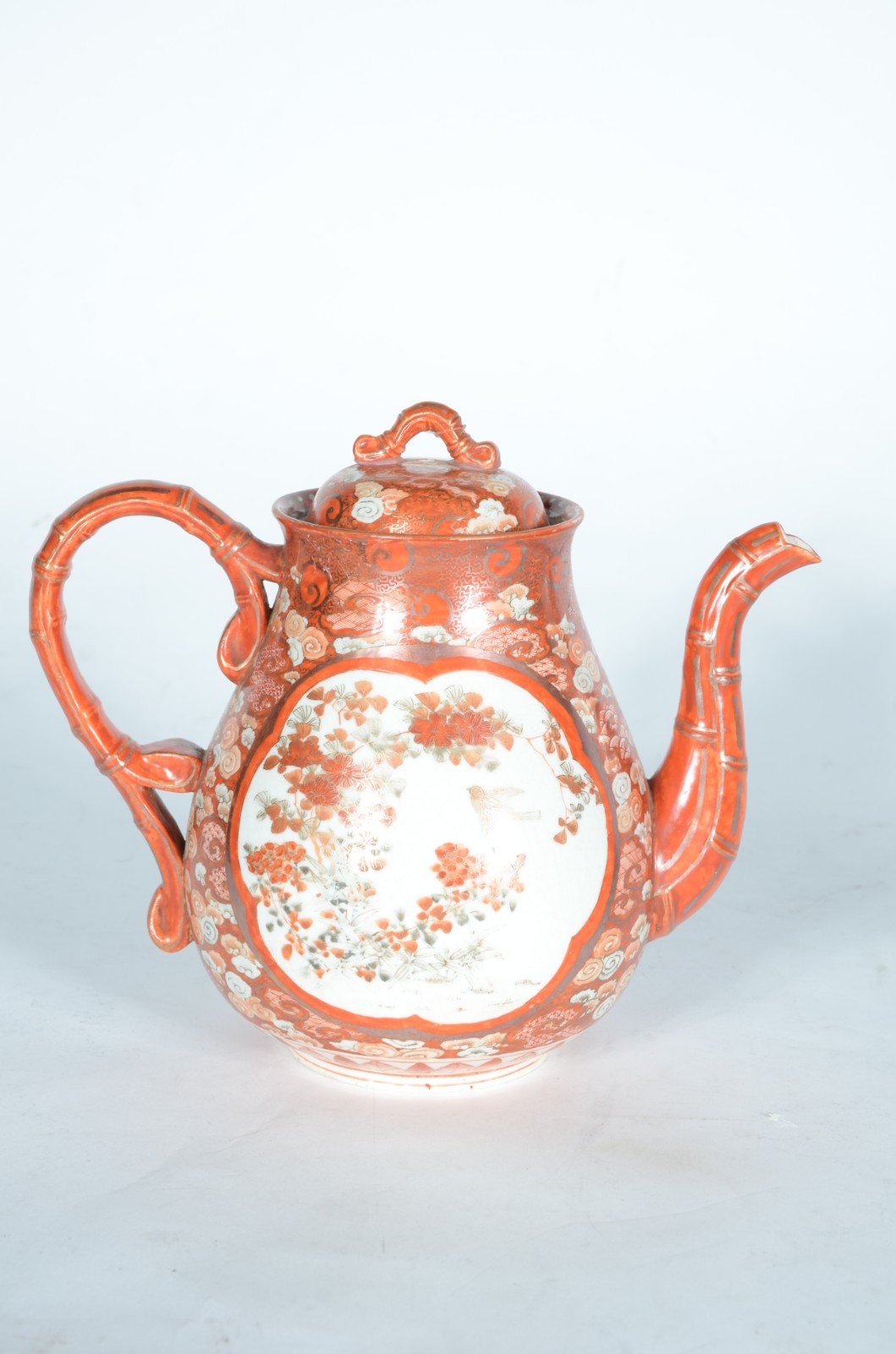 Serviço de chá de porcelana oriental decorado com pássaros e flores... - foto 2 de 7