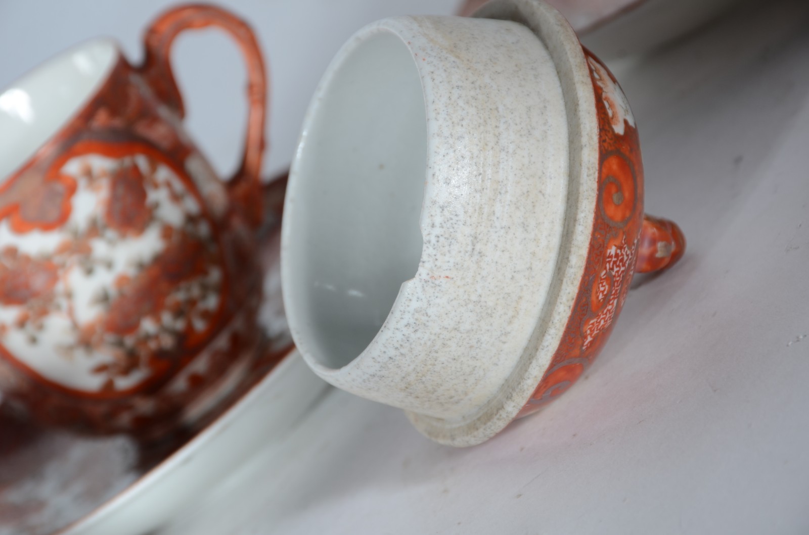 Serviço de chá de porcelana oriental decorado com pássaros e flores... - foto 5 de 7