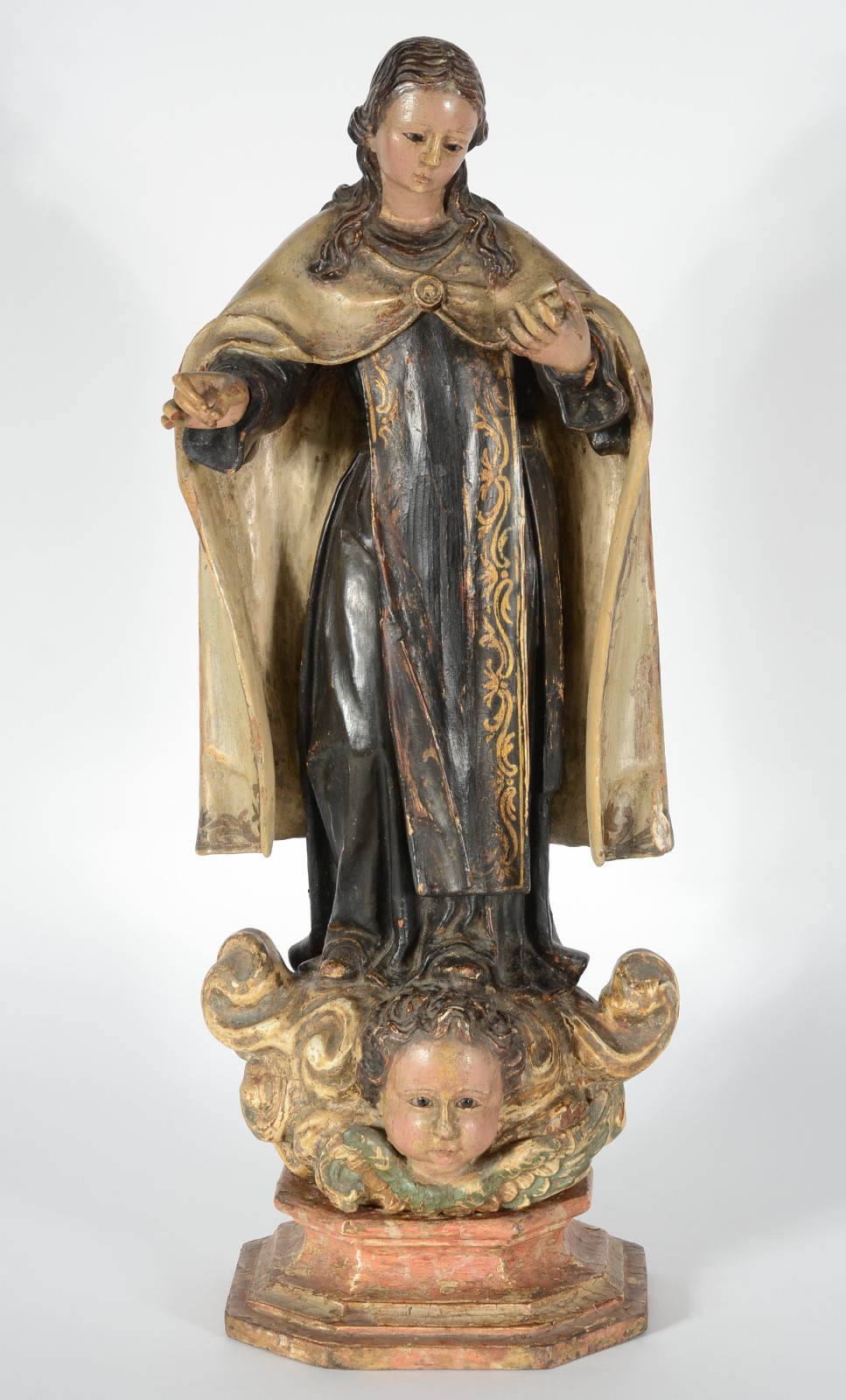 Nossa Senhora do Carmo - Antiga imagem de madeira policromada, olhos... - foto 1 de 10