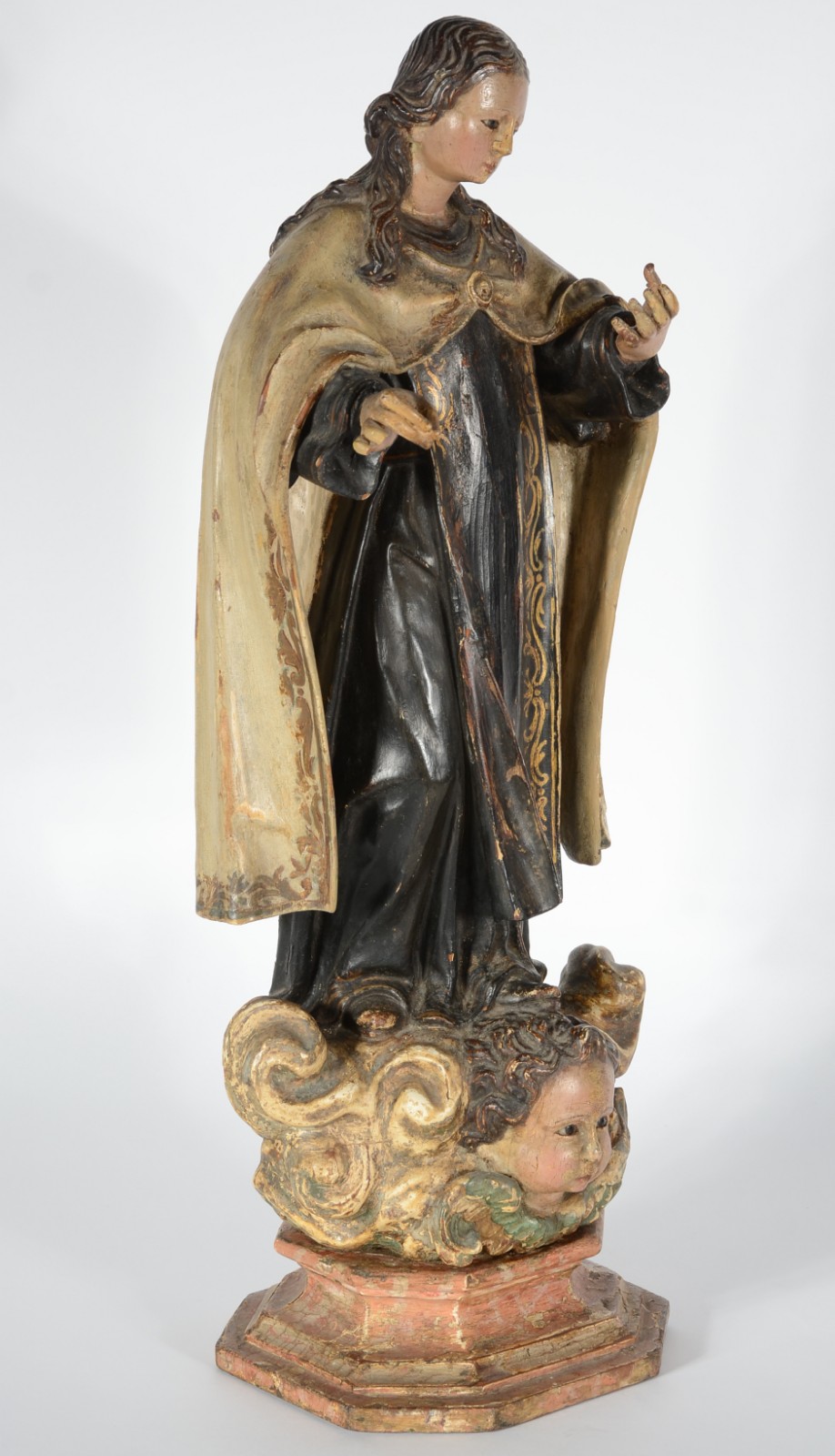 Nossa Senhora do Carmo - Antiga imagem de madeira policromada, olhos... - foto 2 de 10