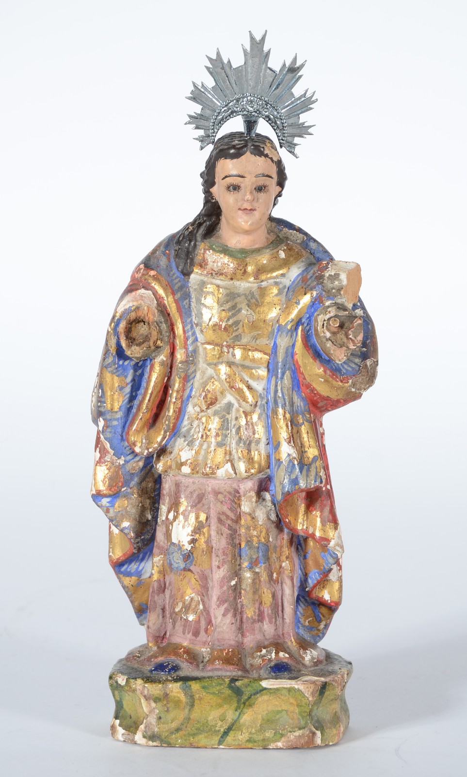 Santa Luzia - Antiga imagem de madeira policromada, resplendor de... - foto 1 de 7