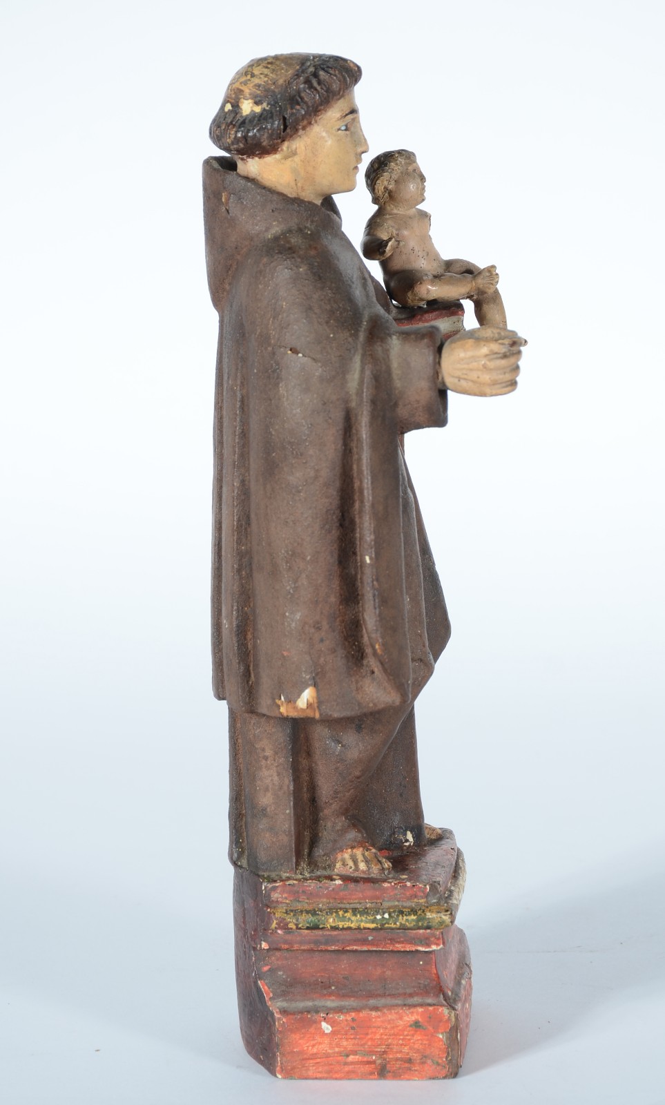 Santo Antônio com menino - Imagem de madeira policromia. Desgastes. - foto 4 de 8