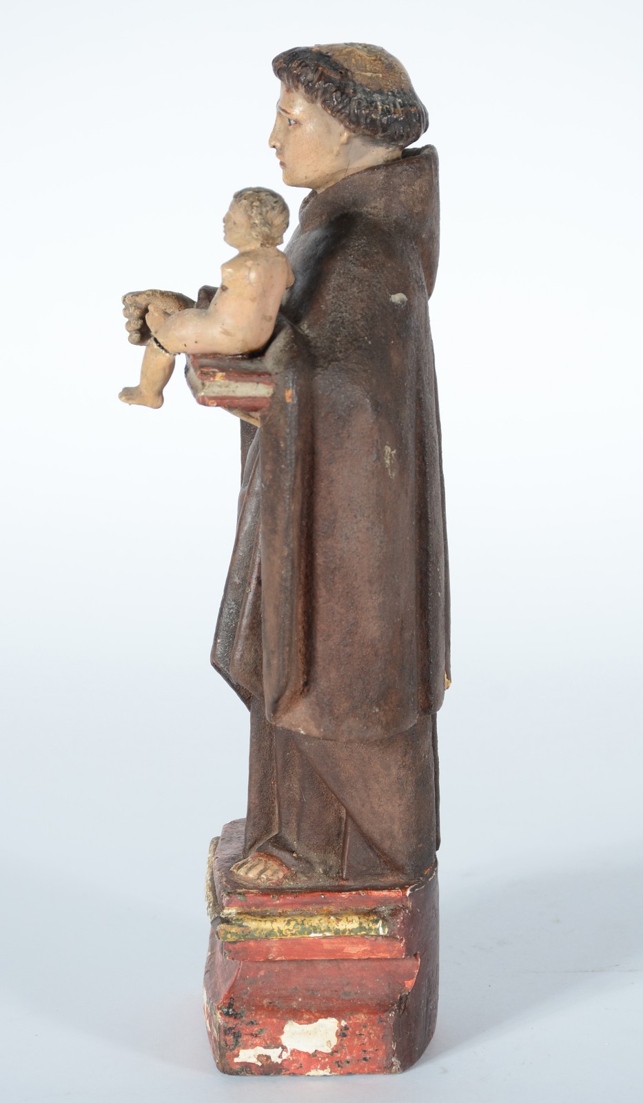 Santo Antônio com menino - Imagem de madeira policromia. Desgastes. - foto 6 de 8