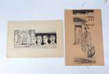 Clóvis Graciano (1907-1988), Figuras - Duas gravuras. Datadas 69. Papel com desgastes. Sem moldura.