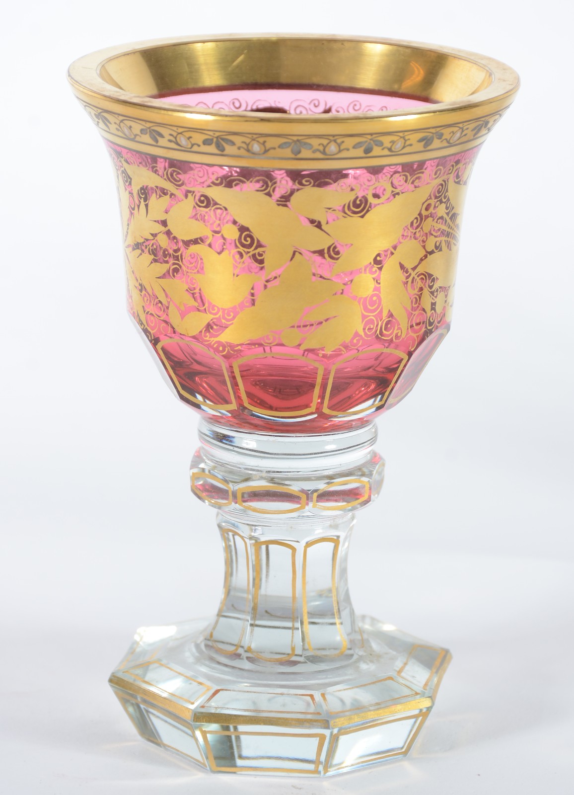Globet de cristal tcheco doublé rosa e dourado. - foto 1 de 4