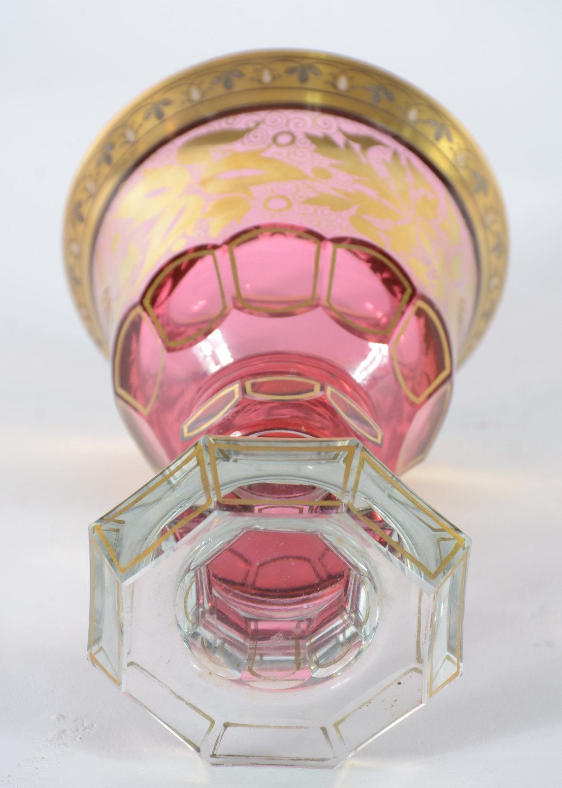 Globet de cristal tcheco doublé rosa e dourado. - foto 4 de 4