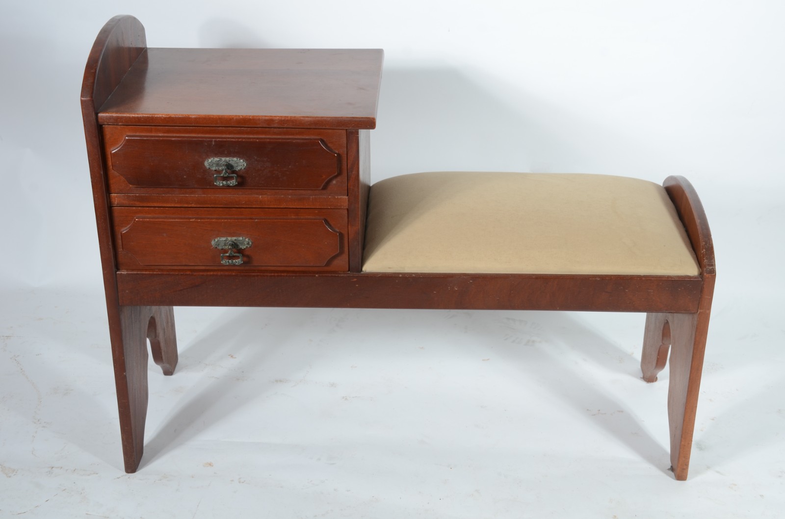 Mesa para telefone de madeira nobre com assento estofada com duas... - foto 2 de 7