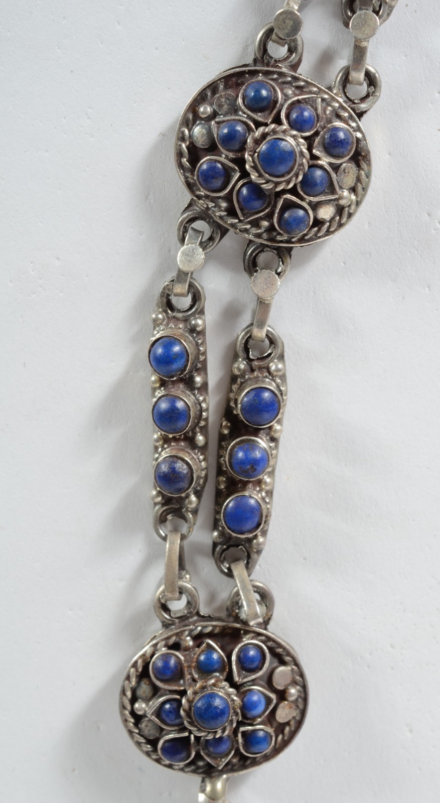 Conjunto de colar de prata contraste 925 mls com lapis lazuli e par... - foto 5 de 9