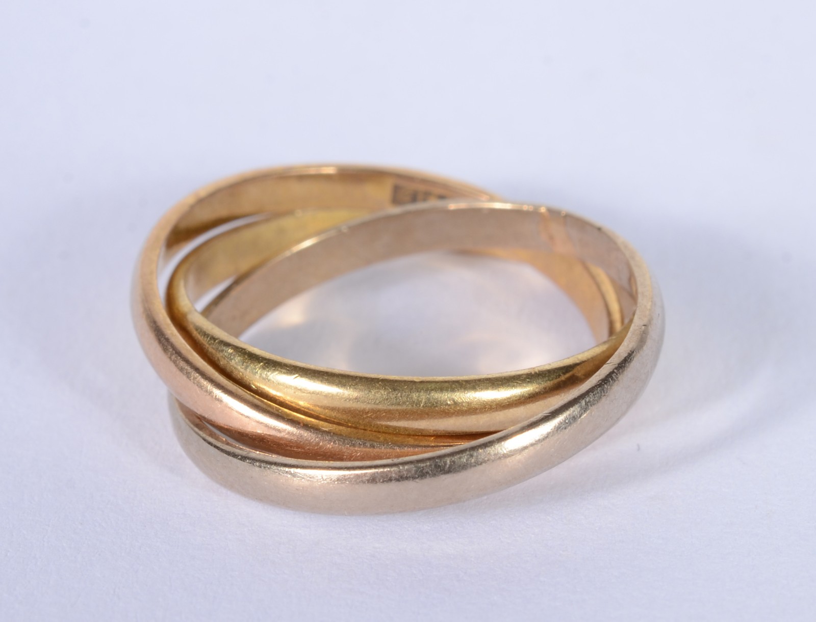 Anel com 3 aros de ouro 18 k.Aro 15. (Por motivos de segurança a peça... - foto 1 de 4