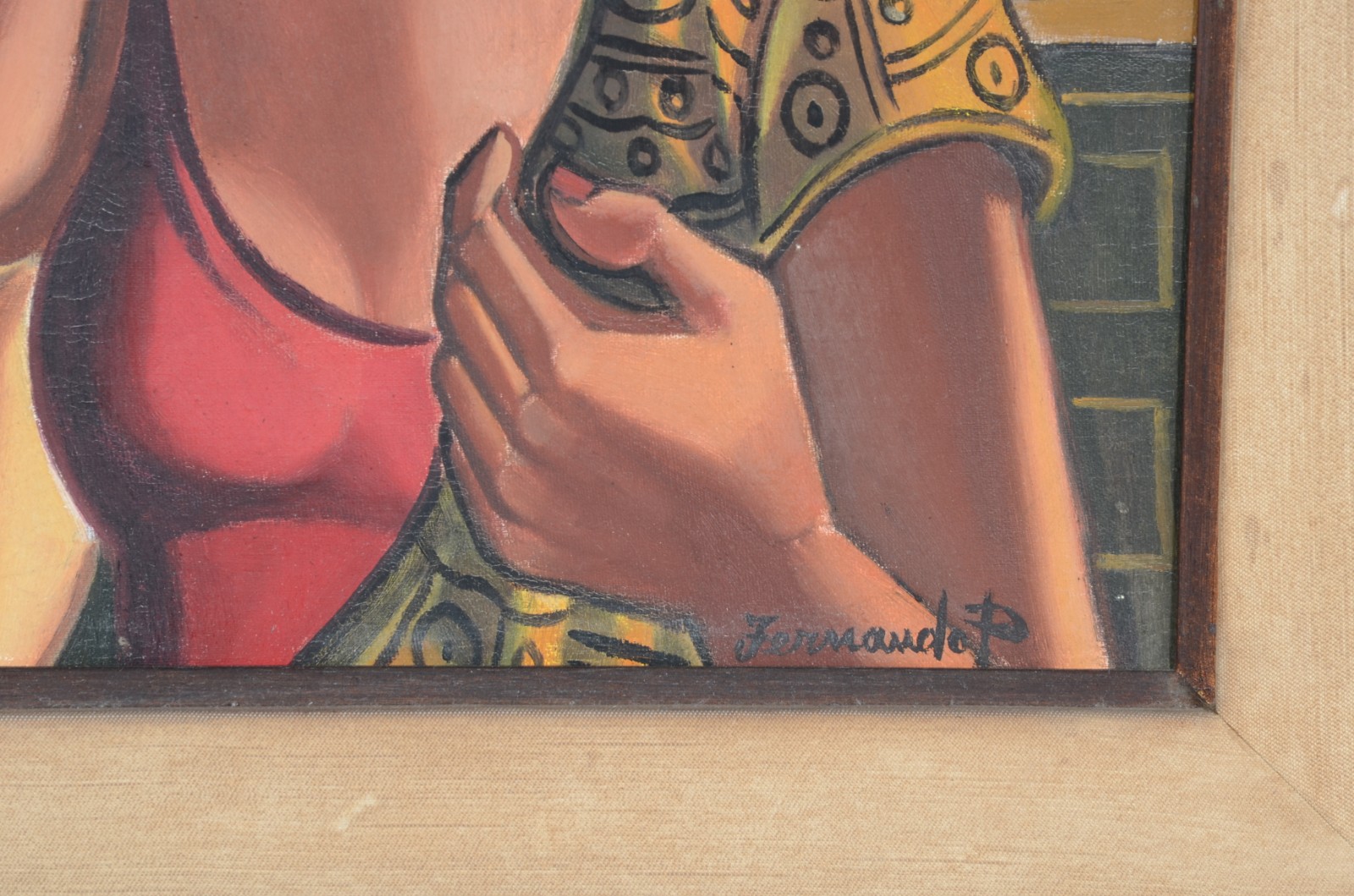 Fernando P. (1917-2005), Figuras femininas e vaso de flores - foto 3 de 5