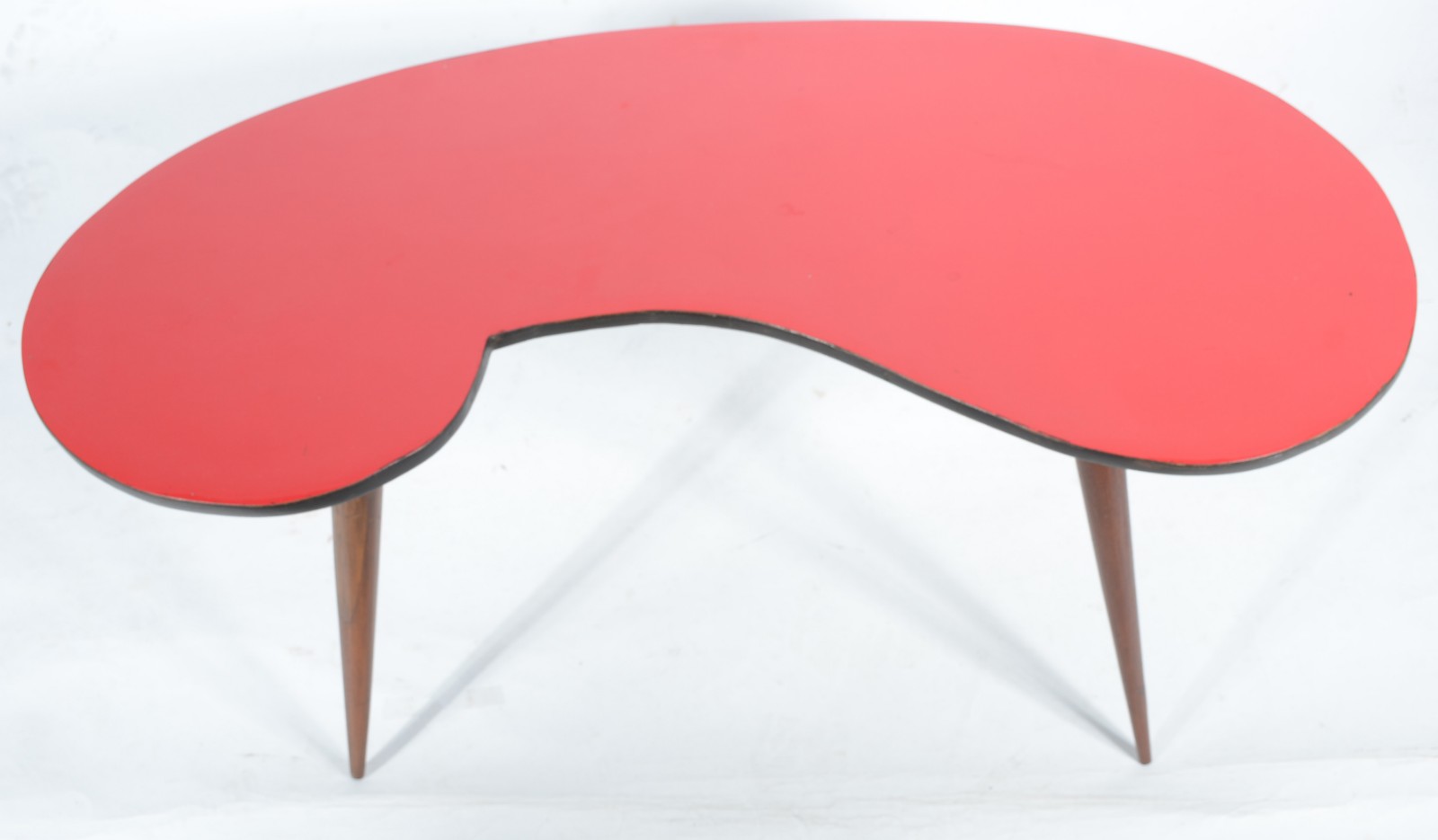 Mesa de madeira nobre feitio "feijão", tampo na cor vermelha, pés... - foto 4 de 5