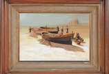 Francesco Brunocilla (1948), Barcos na areia - Óleo sobre tela. Datado 1984.