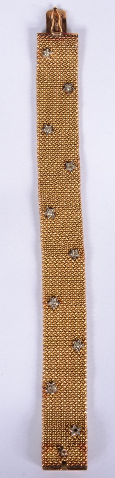 Pulseira de ouro 18 k., decorada com estrelas e brilhantes. (Por... - foto 1 de 6