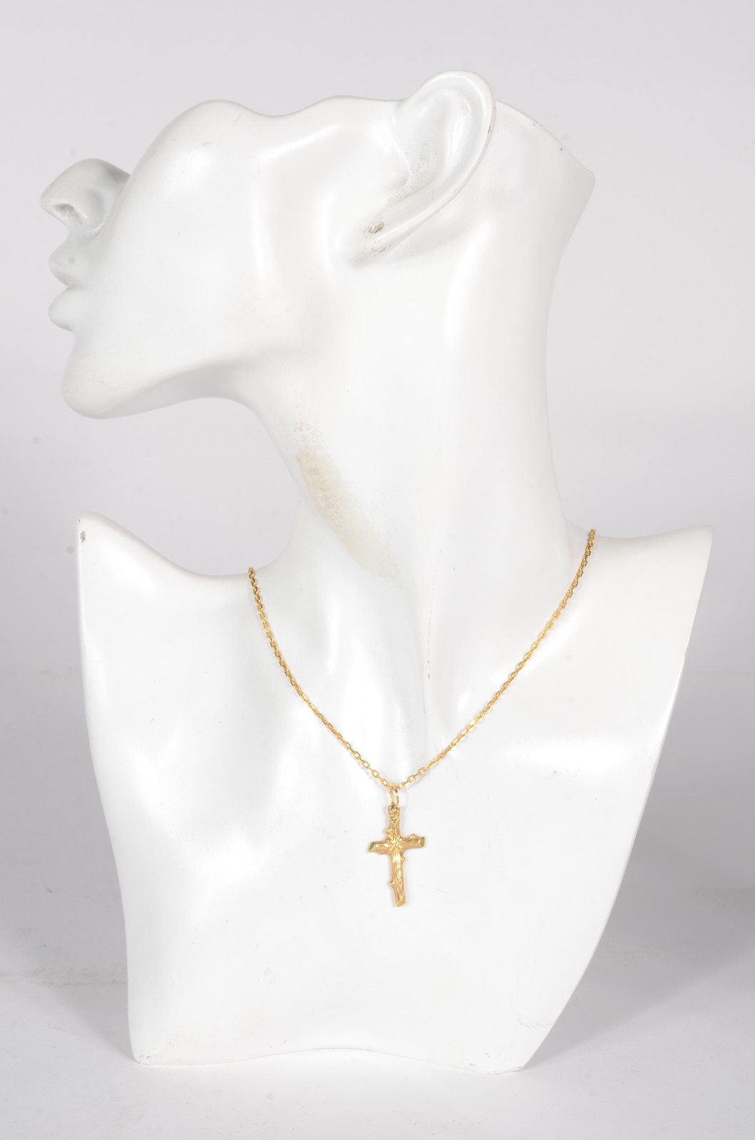 Colar com pendente na forma de cruz de ouro 18 k., contraste 750 mls... - foto 5 de 5