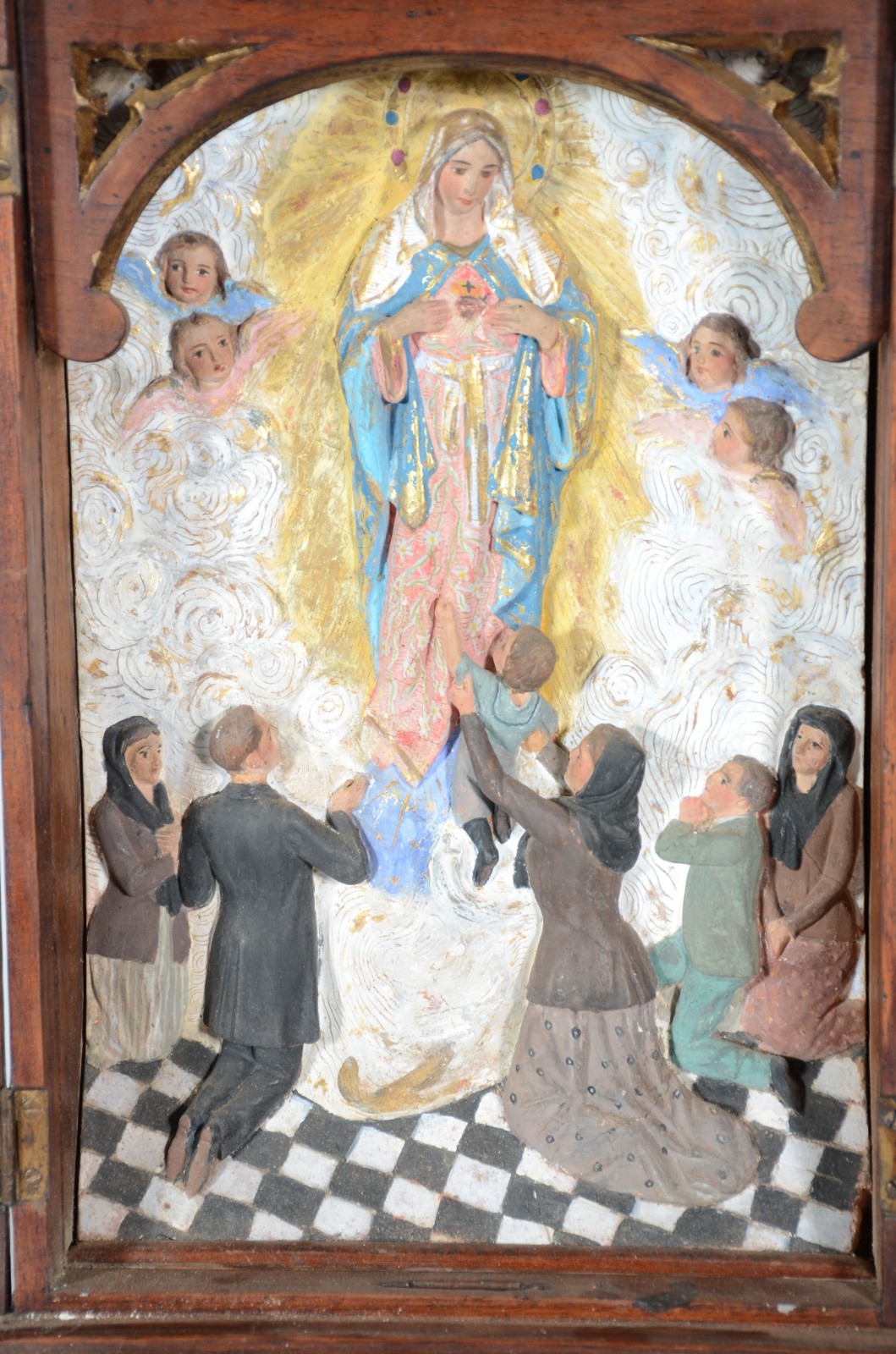 Oratório de viagem, caixa de madeira entalhada e vazada "Formas... - foto 3 de 8