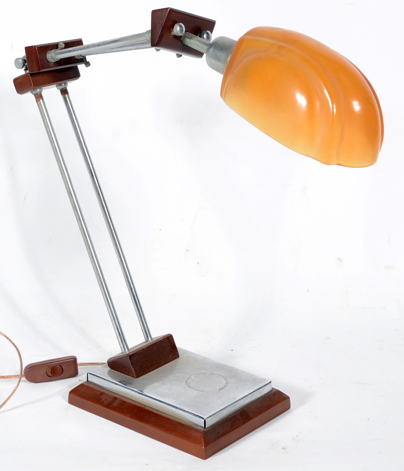 Luminária para mesa de escritório de metal e madeira, cúpula... - foto 1 de 7