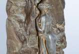 Lucien Alliot (1877-1967), La Source par Alliot' - Escultura de bronze representando donzela nua, Art Nouveau em uma cachoeira.