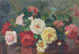 LUCILIA FRAGA, Flores - Óleo sobre tela.