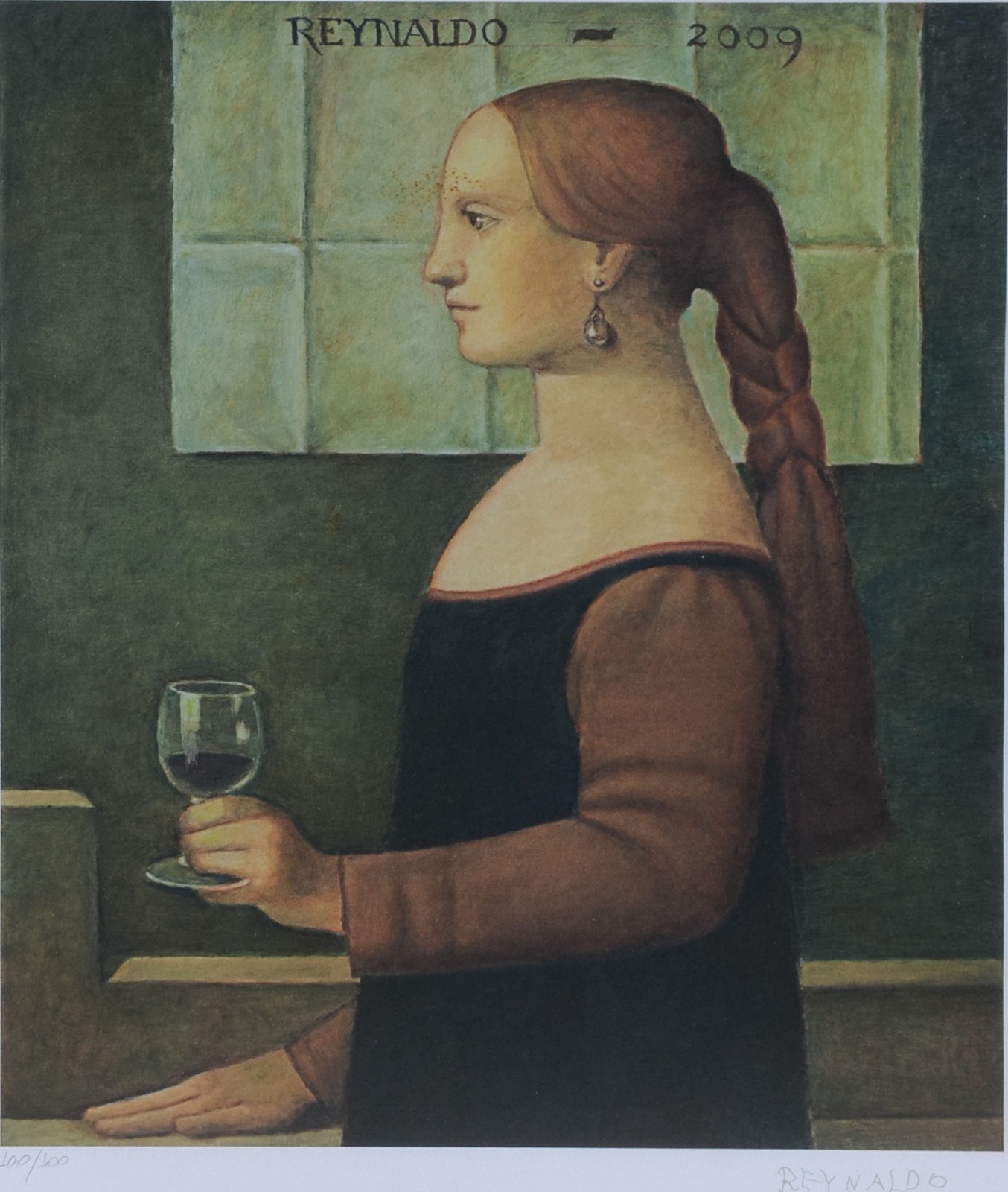 Reynaldo Fonseca (1925-2019), Figura feminina com taça de vinho - foto 1 de 6