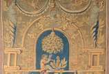 Tapeçaria, provavelmente italiana, decorada em ... - Tapeçaria, provavelmente italiana, decorada em estilo renascentista, ornada por elementos arquitetônicos, adornos florais, figuras e animais. Ap...