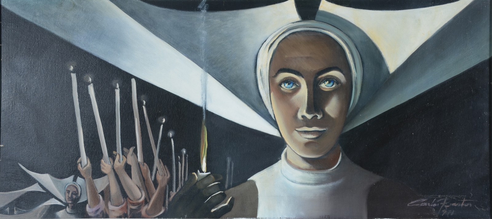 Carlos Bastos (1925-2004), Figuras femininas com velas - foto 1 de 4