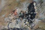 BRODY, Cavalos - Óleo sobre tela.