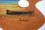 Ney Tecídio (1929-1), Recanto de Pescador - Paleta de madeira.