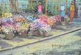 ALICE VINAGRE (1950), Feira de Flores do Leblon - Óleo sobre tela.