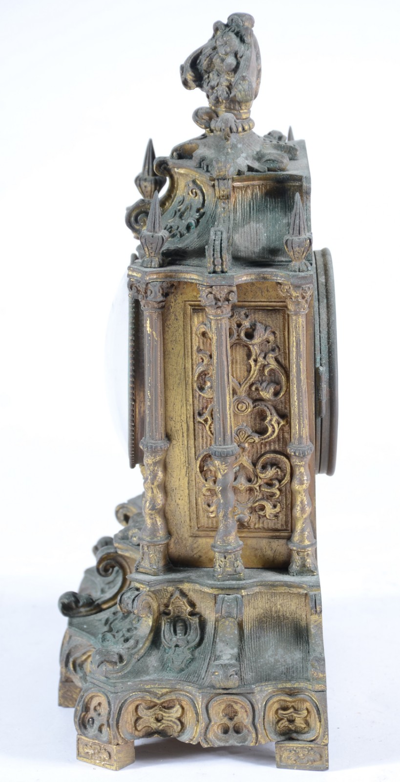 Relógio de bronze francês, "Mantel Clock", mostrador com algarismos... - foto 4 de 7