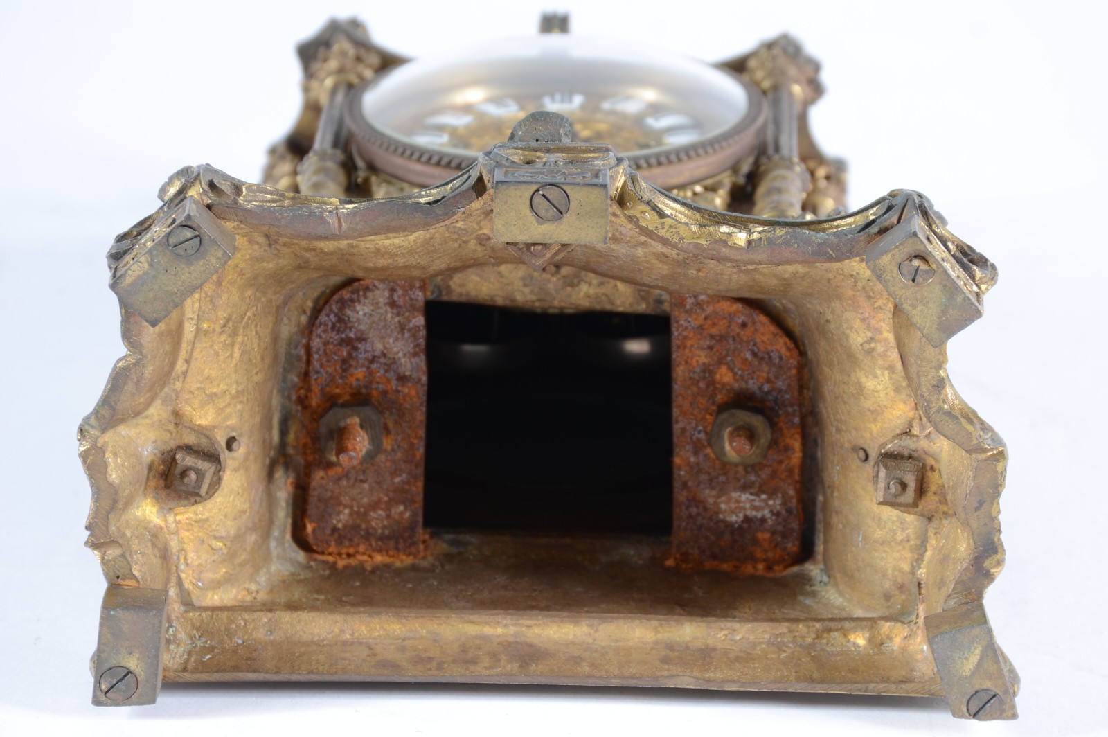 Relógio de bronze francês, "Mantel Clock", mostrador com algarismos... - foto 6 de 7