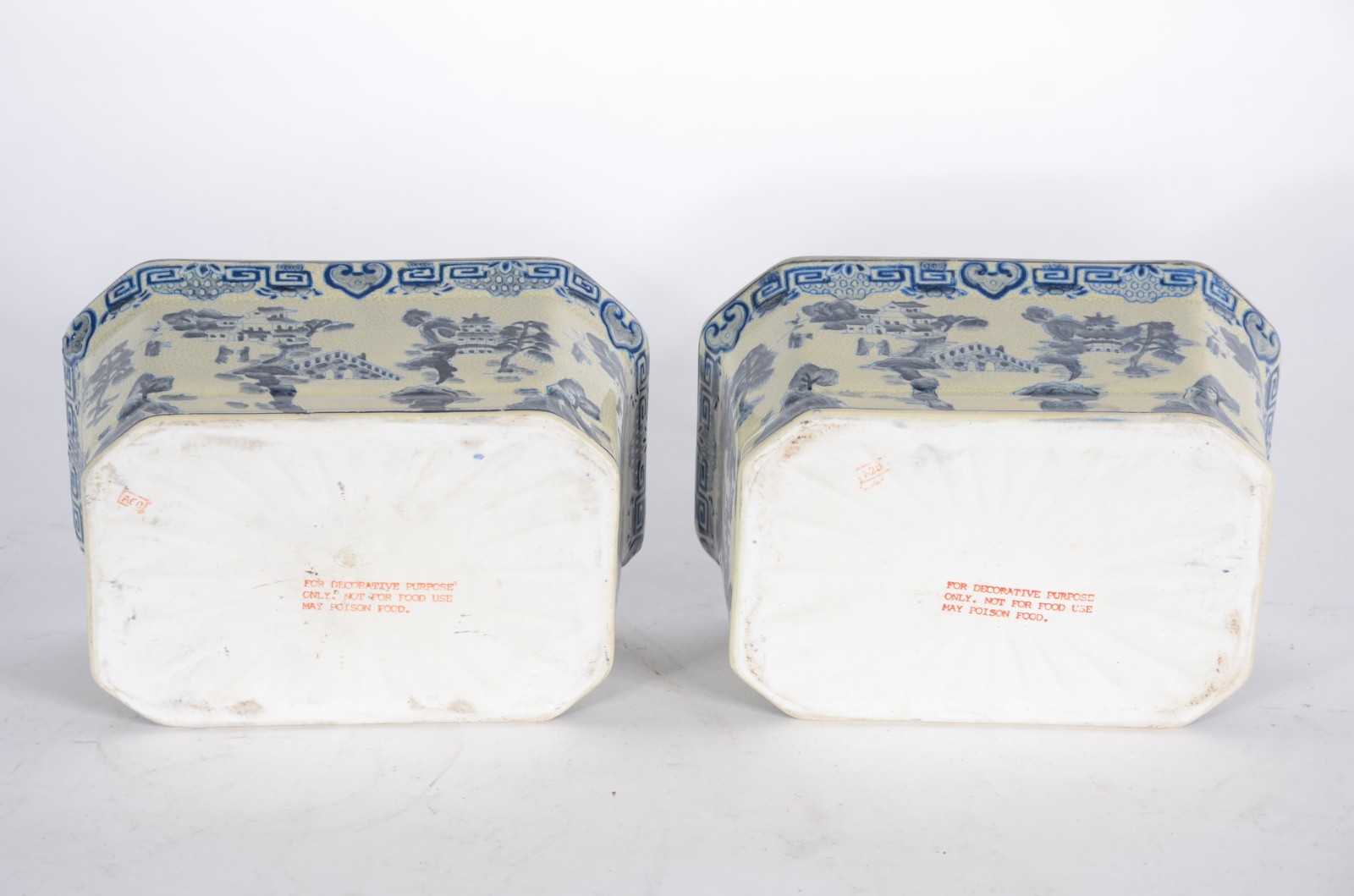 Par de caixas de porcelana oriental azul e branco. - foto 3 de 4
