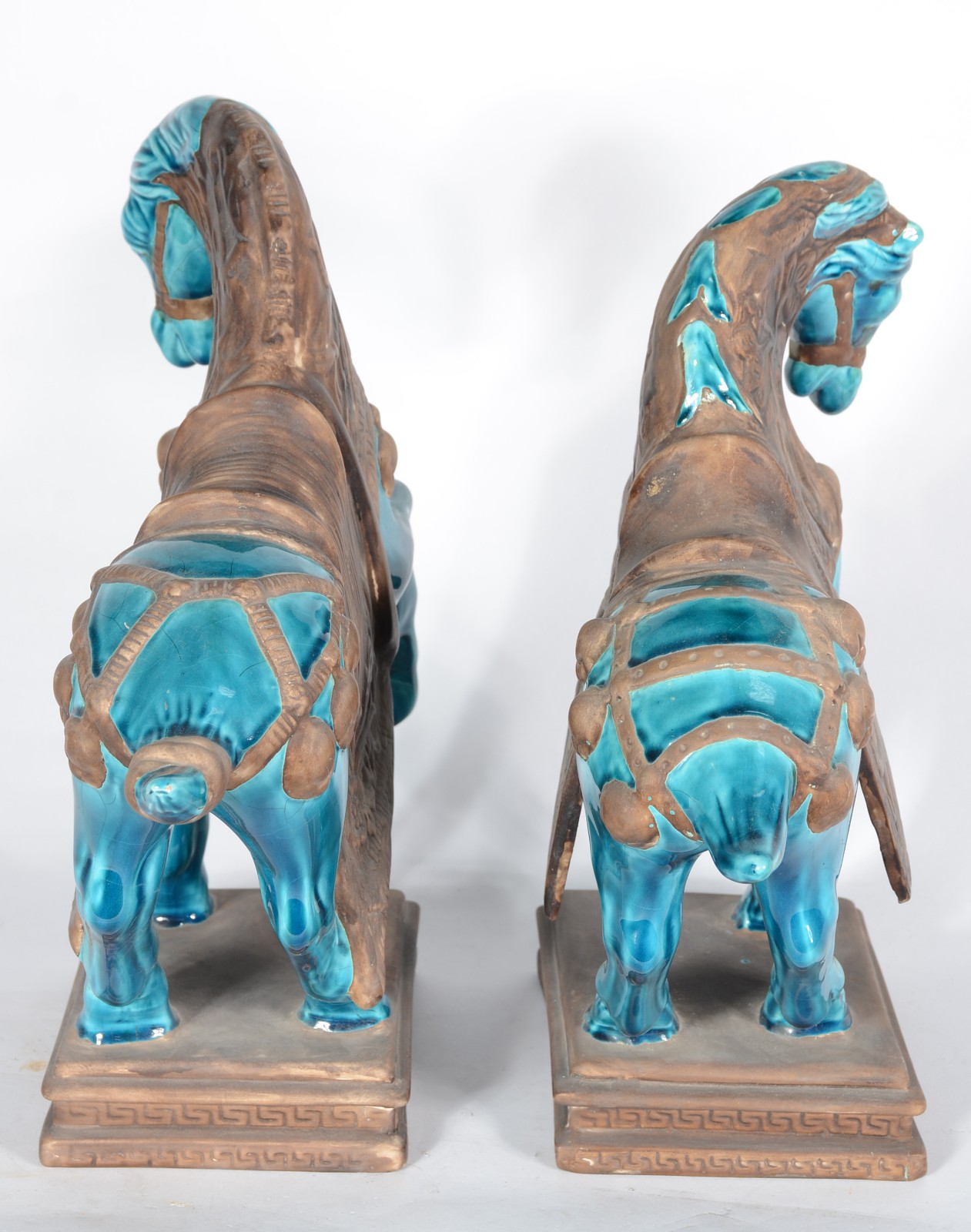 Par de cavalos de porcelana azul turquesa, estilo oriental. - foto 6 de 6