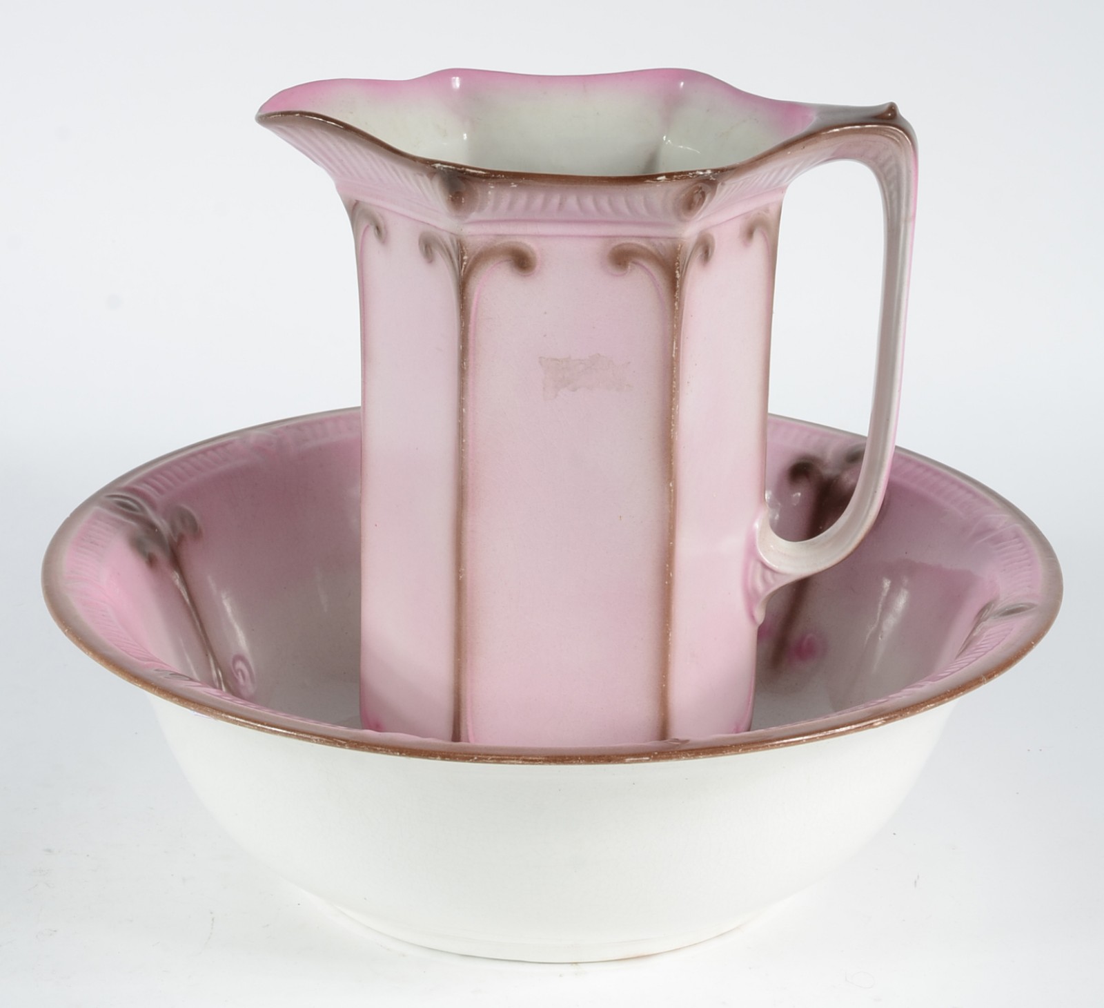 Gomil com bacia de cerâmica J&G Meakin na cor rosa, estilo Art Deco... - foto 3 de 10