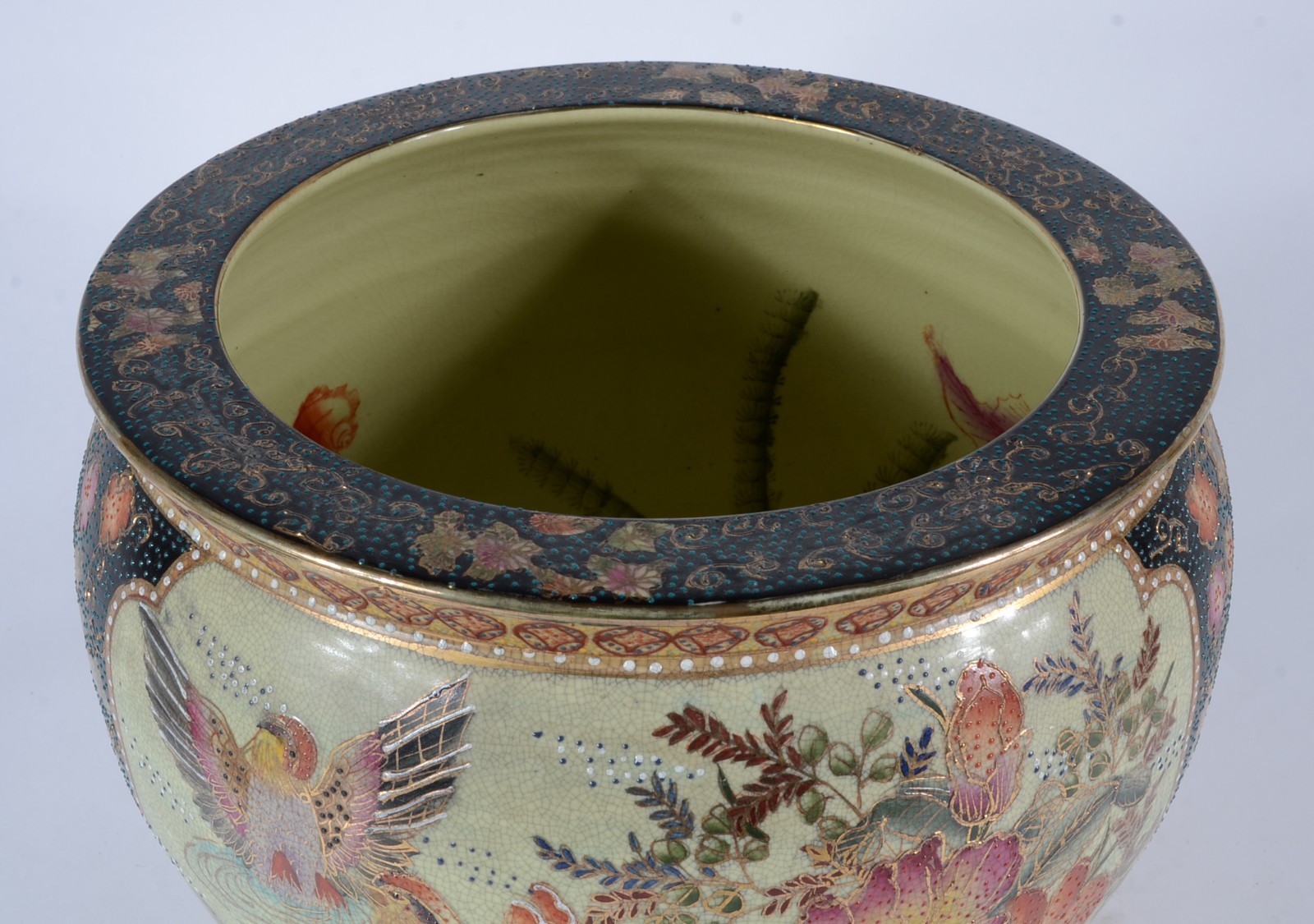 Cachepot/ aquário de porcelana chinesa ao gosto Satzuma. - foto 3 de 5
