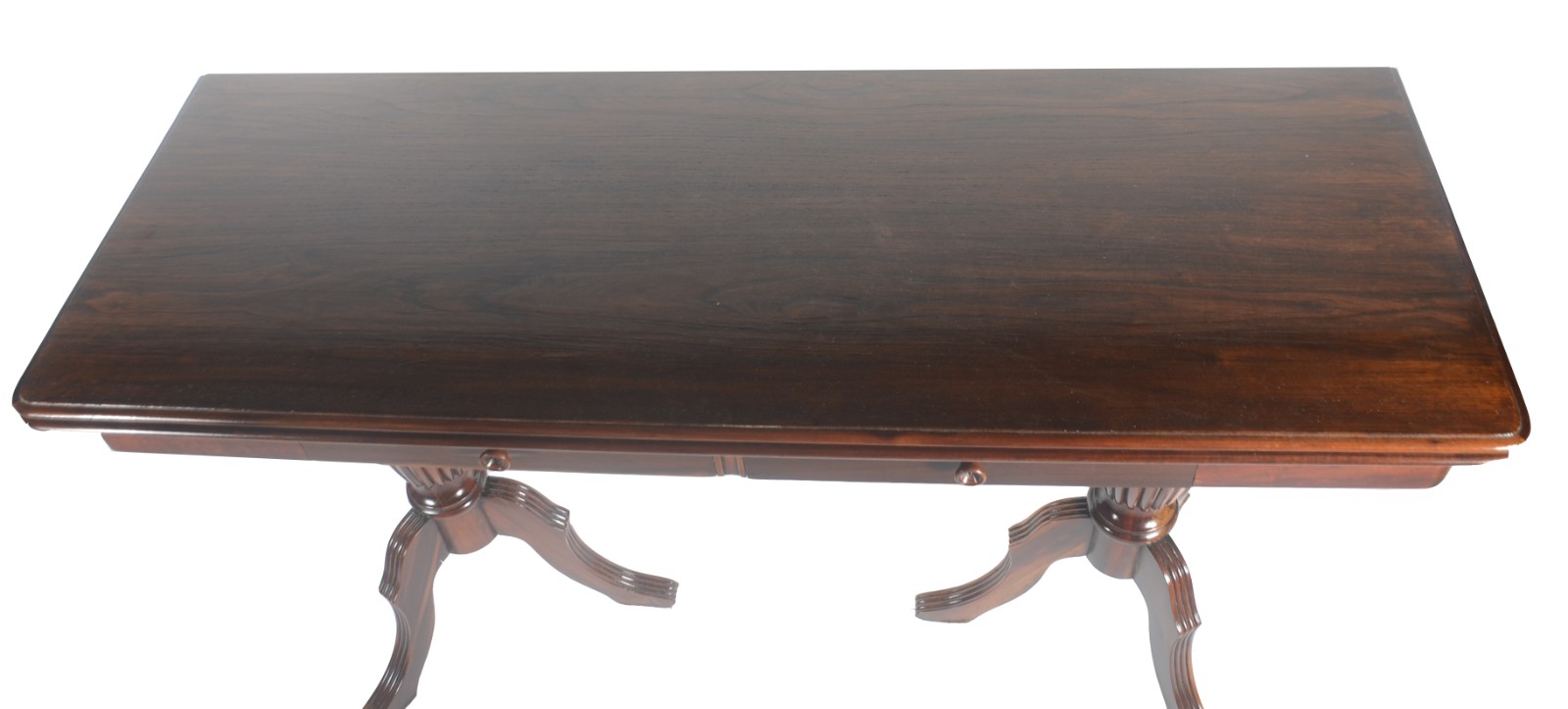 Mesa/aparador de madeira nobre, duas gavetas, tampo dobrável, base em... - foto 3 de 8