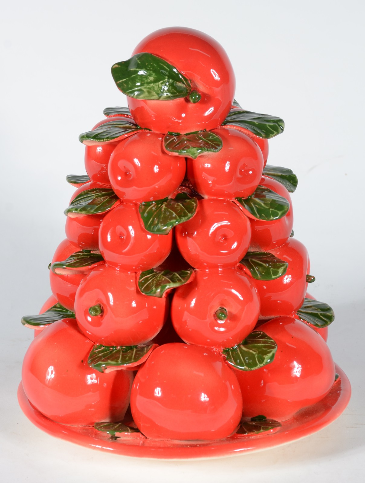 Cesta decorativa de frutas "maçãs" de cerâmica policromada. - foto 1 de 4