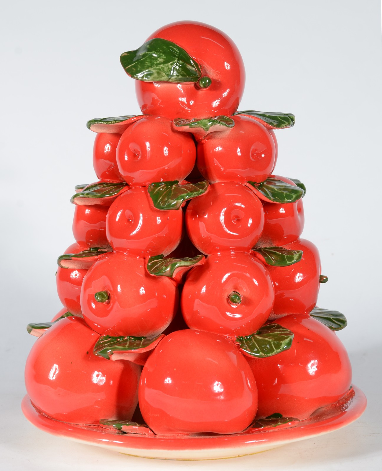 Cesta decorativa de frutas "maçãs" de cerâmica policromada. - foto 2 de 4
