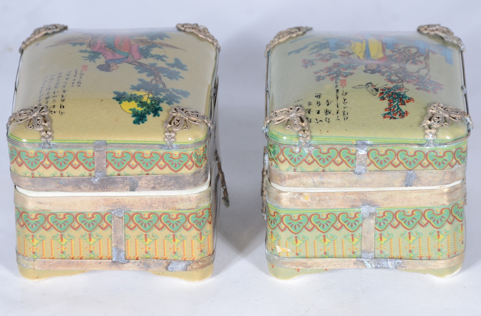 Porta anéis de porcelana oriental, tampas decoradas com gueixas em... - foto 4 de 7