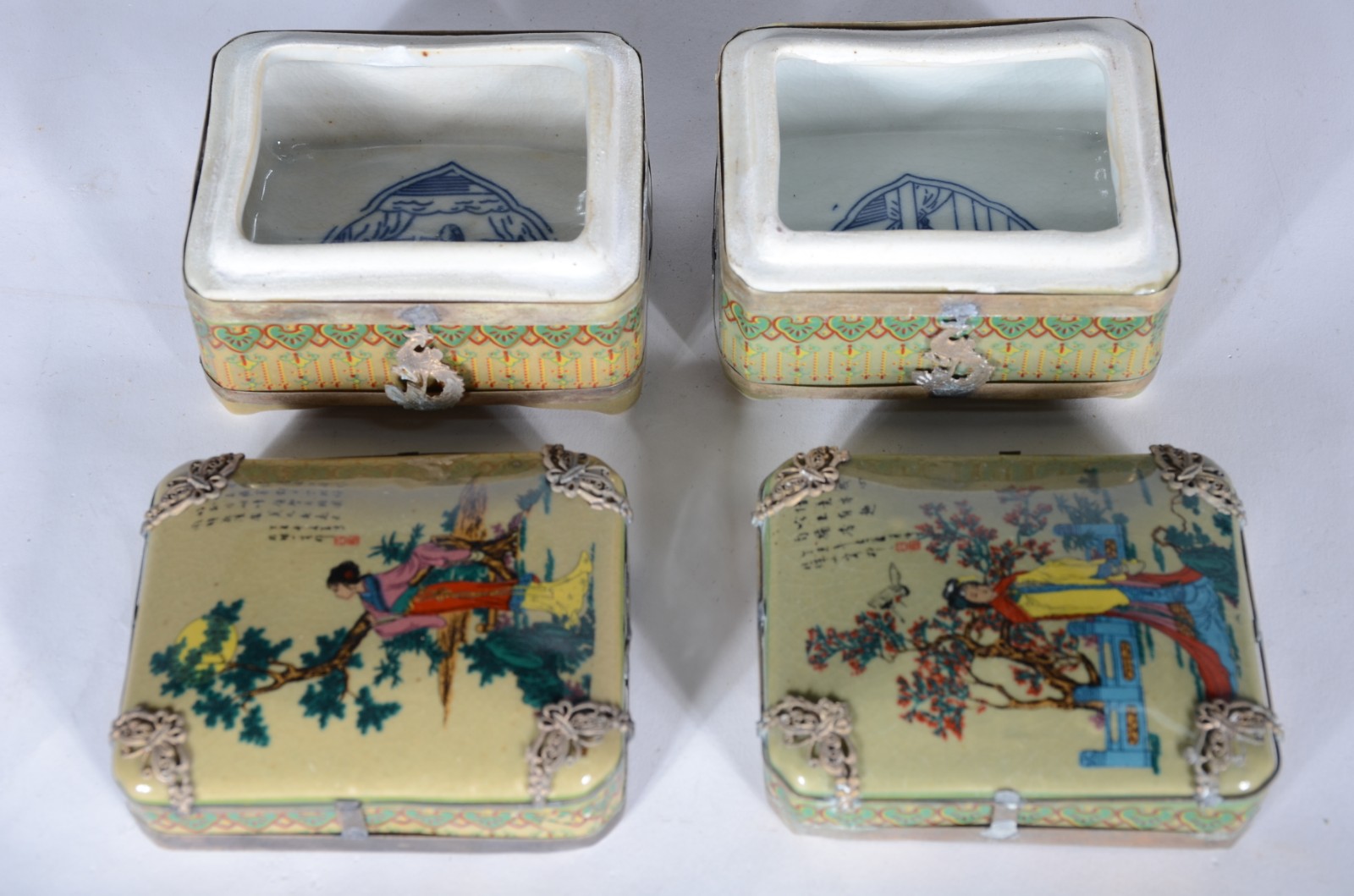 Porta anéis de porcelana oriental, tampas decoradas com gueixas em... - foto 5 de 7