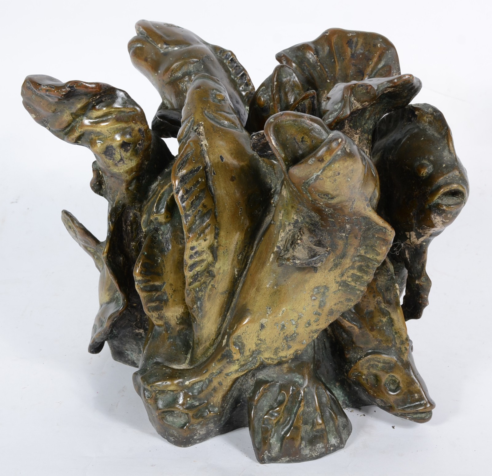 Escultura "base" para mesa de bronze representando "peixes". - foto 1 de 2