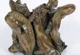 Escultura "base" para mesa de bronze representa... - Escultura "base" para mesa de bronze representando "peixes".