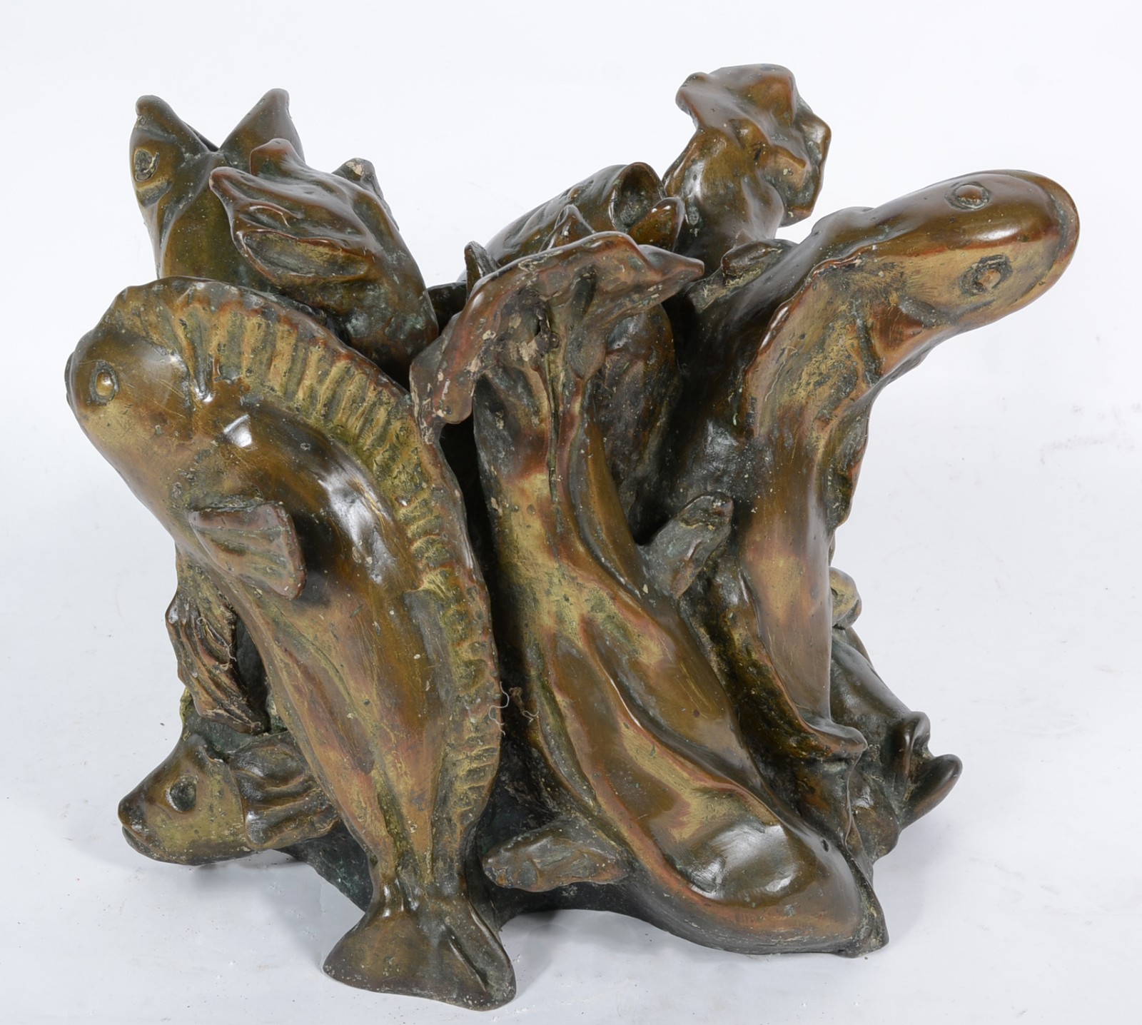 Escultura "base" para mesa de bronze representando "peixes". - foto 2 de 2