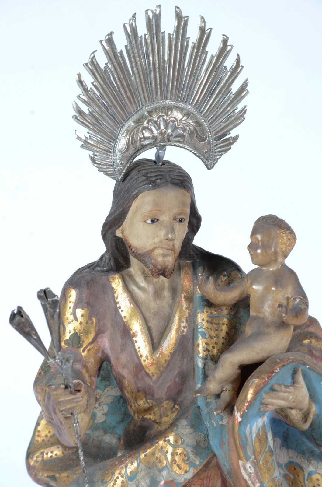 São José com menino - Imagem de madeira policromada e dourada... - foto 2 de 7