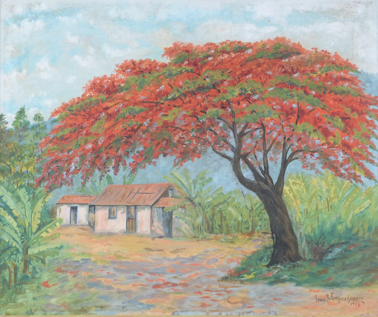 Paisagem com casa e flamboyant - foto 1 de 4
