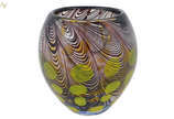 Vaso de murano decorado com círculos na cor ver... - Vaso de murano decorado com círculos na cor verde. Altura 18,5 cm.